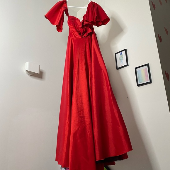 NEW!! Over The Top Red Off the Shoulder Dress - Picture 3 of 9